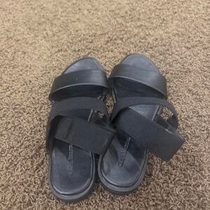 Black chunky platform sandals